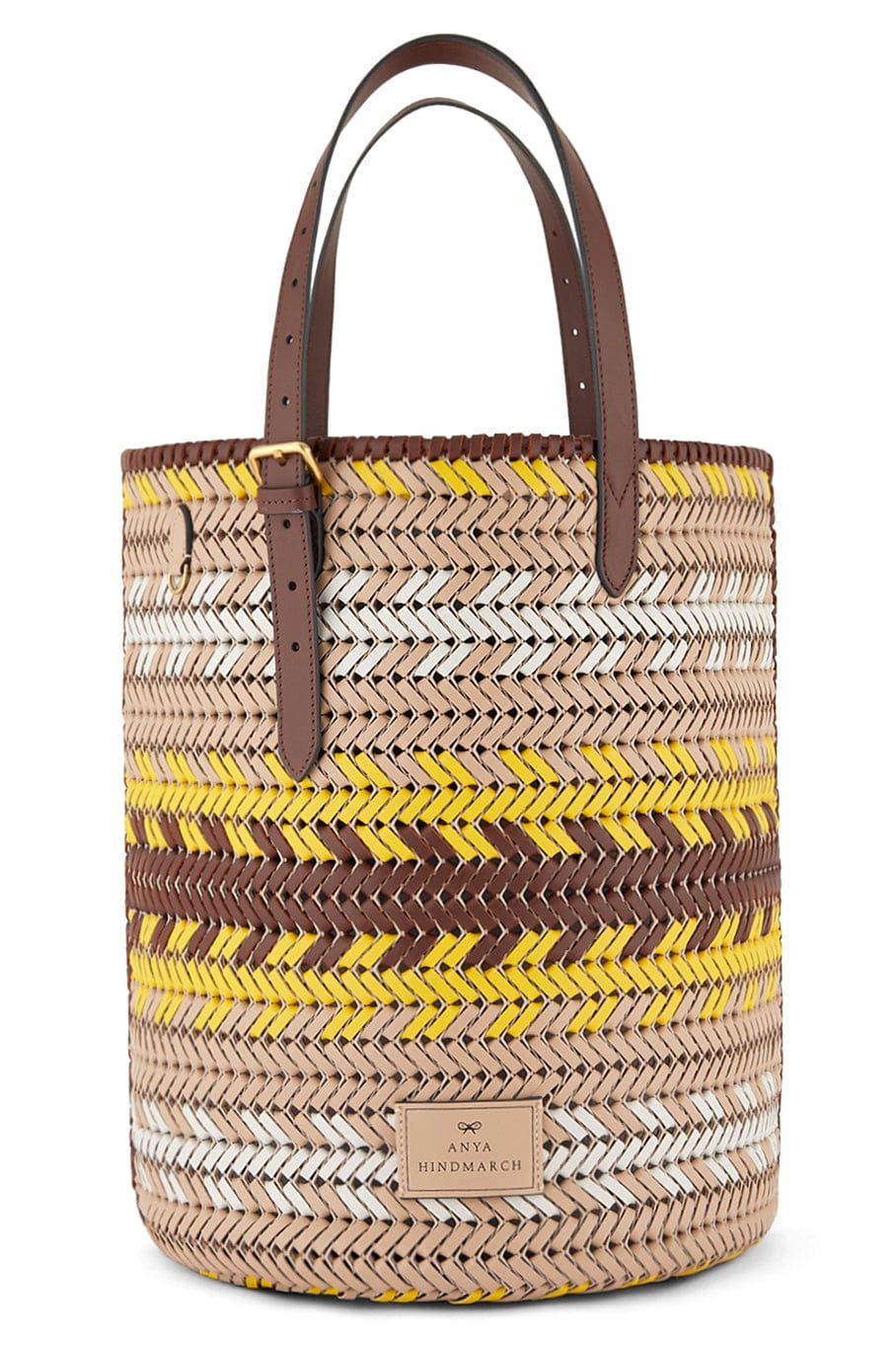 ANYA HINDMARCH-Neeson Cylinder Zig Zag Tote - Mahogany-MAHOGANY