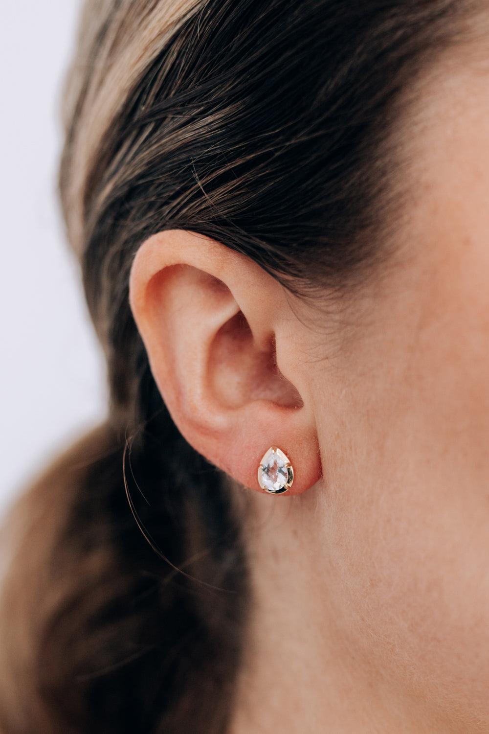 Blue Topaz Pear Earring-YELLOW GOLD-JEWELRYFINE JEWELEARRING-ANZIE