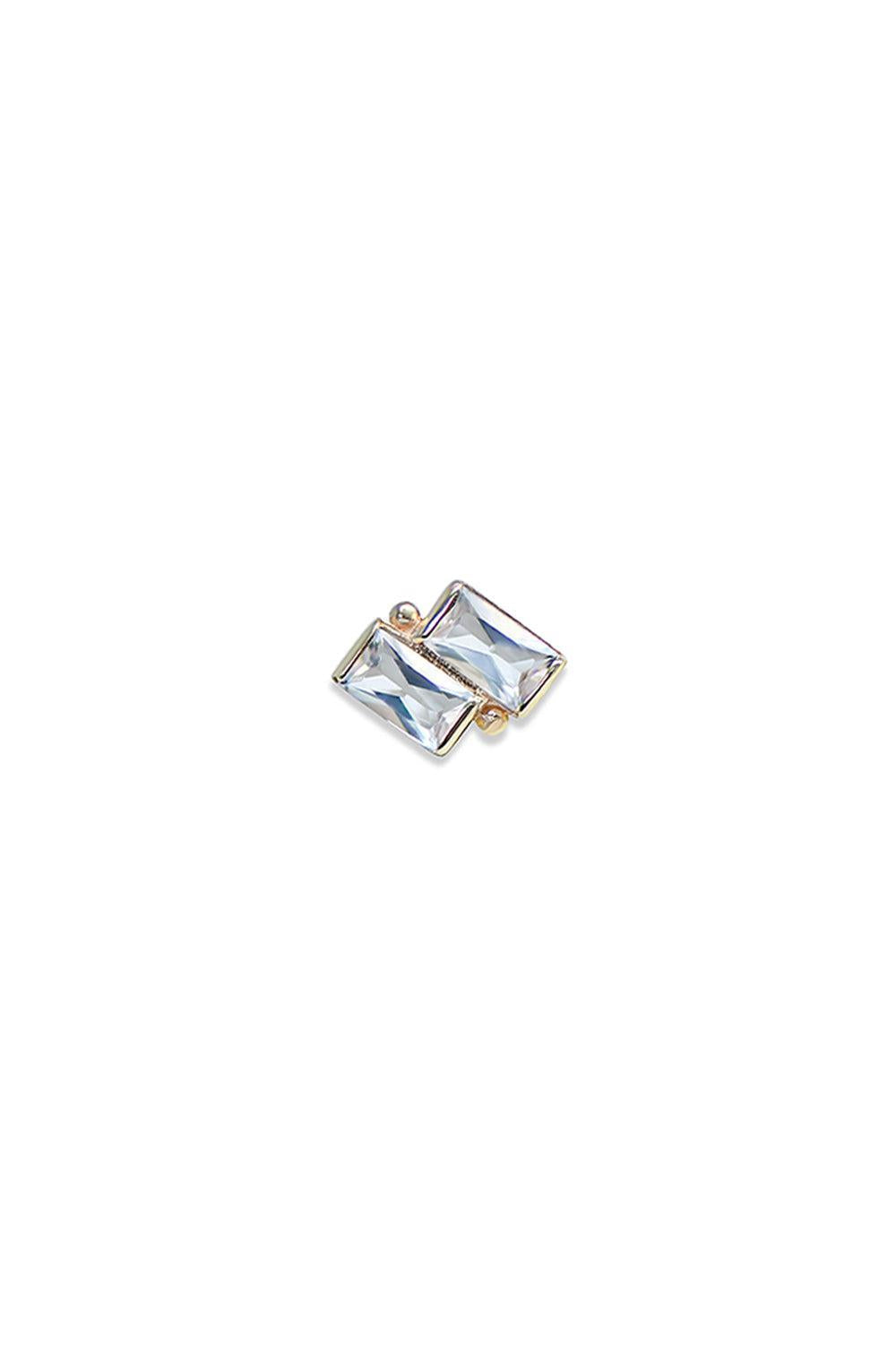 Clear Topaz Cléo Deux Carré Stud Earring