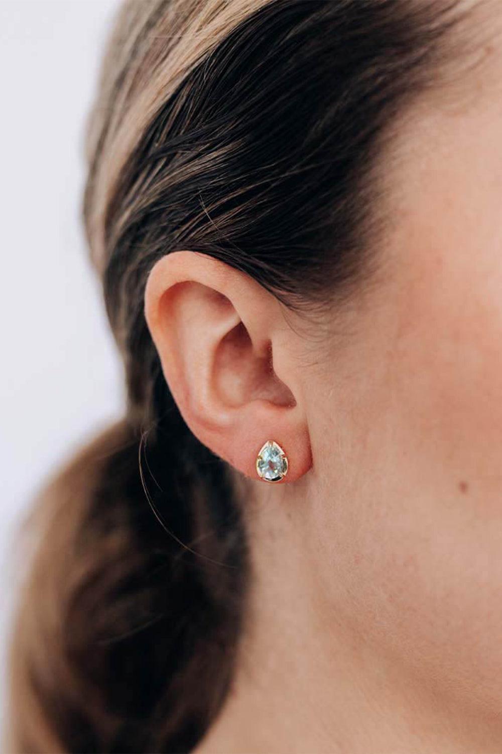 Clear Topaz Mélia Pear Stud Earrings-YELLOW GOLD-JEWELRYFINE JEWELEARRING-ANZIE