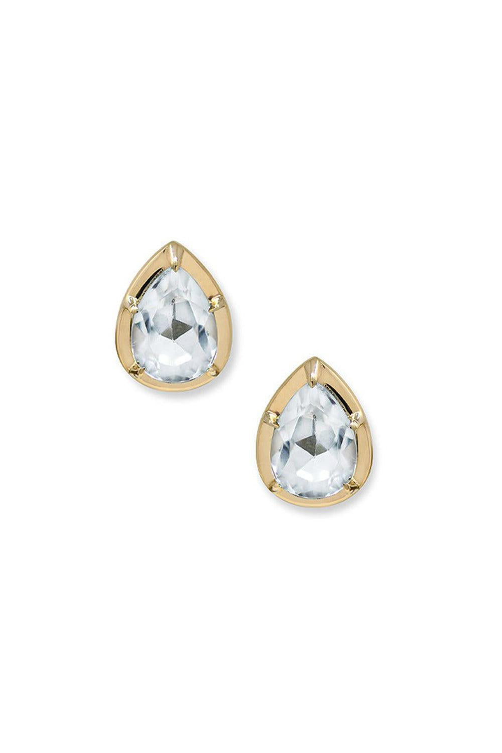 Clear Topaz Mélia Pear Stud Earrings-YELLOW GOLD-JEWELRYFINE JEWELEARRING-ANZIE