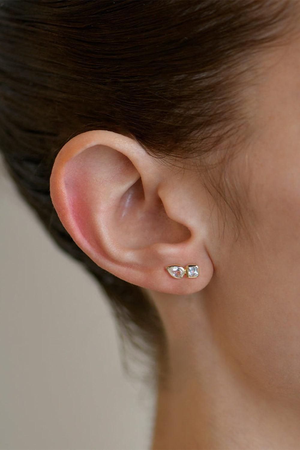 Cléo Jaeda Double Stud Earring-YELLOW GOLD-JEWELRYFINE JEWELEARRING-ANZIE