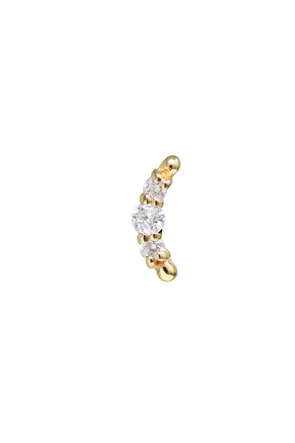 Diamond Cleo Croissant Stud Earring-YELLOW GOLD-JEWELRYFINE JEWELEARRING-ANZIE