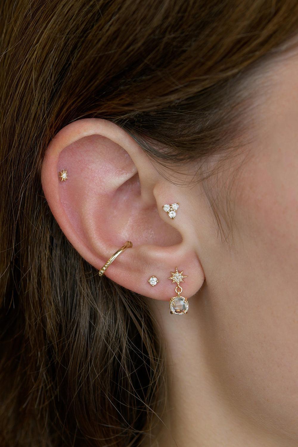 Diamond Cléo Trio Triangle Cluster Stud Earring-YELLOW GOLD-JEWELRYFINE JEWELEARRING-ANZIE