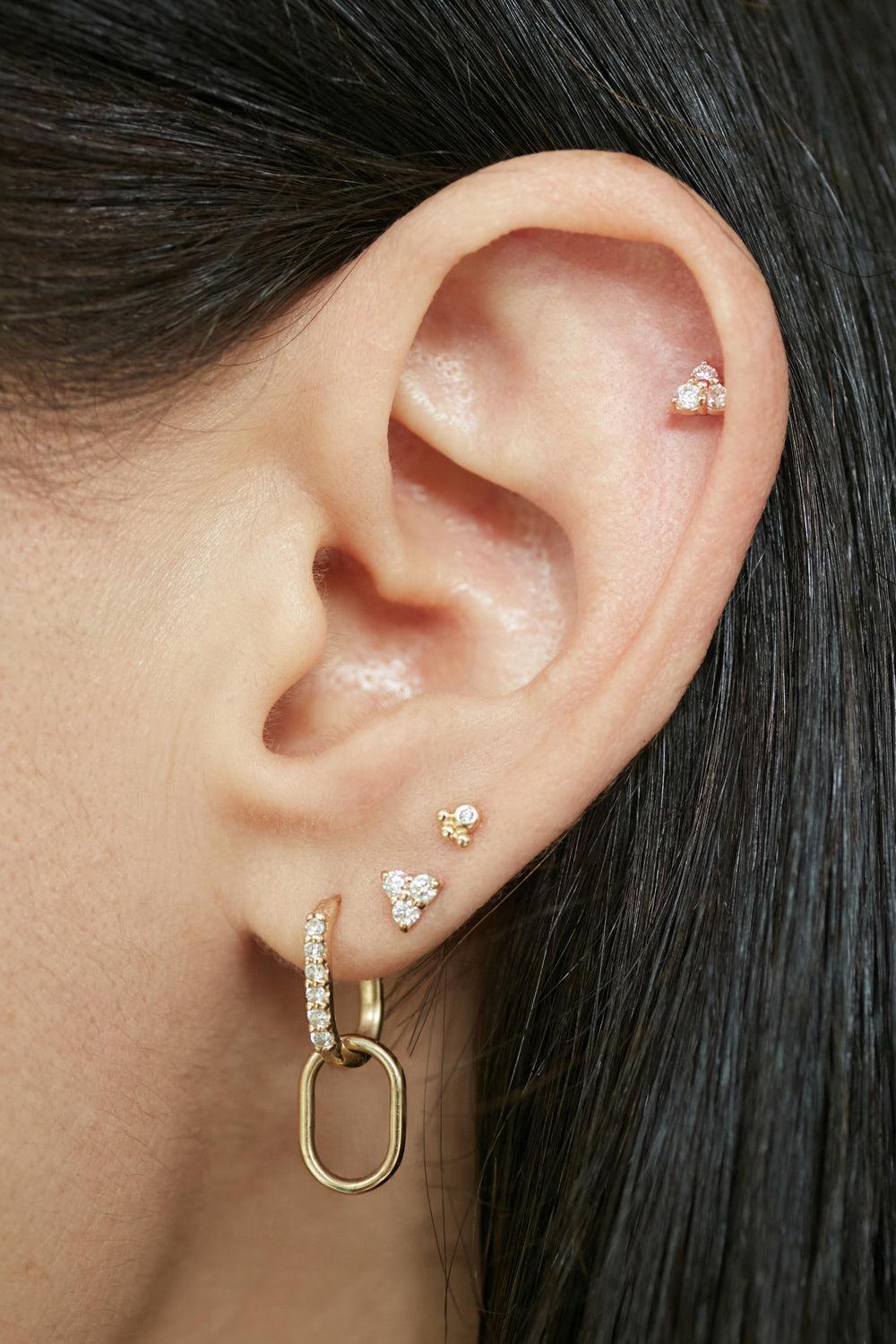Diamond Pavé Paper Clip Classique Double Hoop Earrings-YELLOW GOLD-JEWELRYFINE JEWELEARRING-ANZIE
