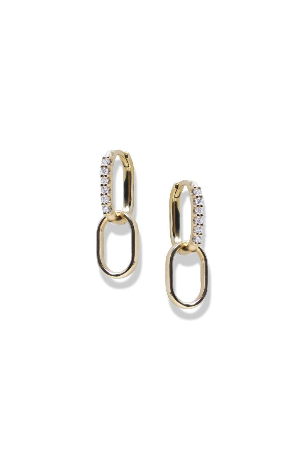 Diamond Pavé Paper Clip Classique Double Hoop Earrings-YELLOW GOLD-JEWELRYFINE JEWELEARRING-ANZIE