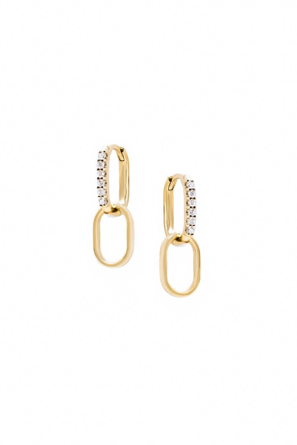 Diamond Pavé Paper Clip Classique Double Hoop Earrings-YELLOW GOLD-JEWELRYFINE JEWELEARRING-ANZIE