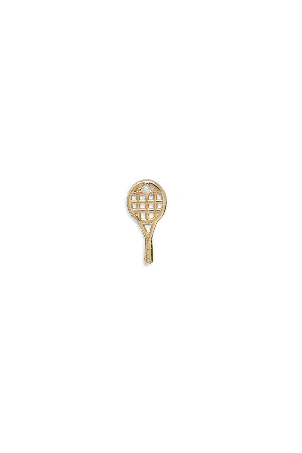 Diamond Tennis Racket Stud Earring-YELLOW GOLD-JEWELRYFINE JEWELEARRING-ANZIE
