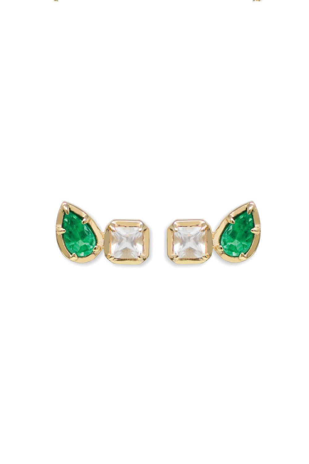 Emerald Mélia Toi Et Moi Stud Earrings-YELLOW GOLD-JEWELRYFINE JEWELEARRING-ANZIE