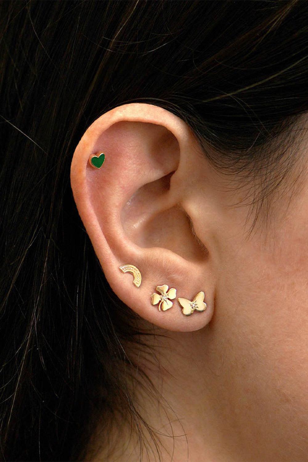 Enamel Heart Stud Earrings-YELLOW GOLD-JEWELRYFINE JEWELEARRING-ANZIE