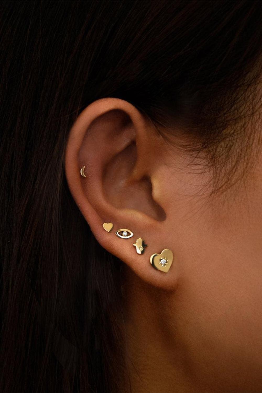 Evil Eye Stud Earrings-YELLOW GOLD-JEWELRYFINE JEWELEARRING-ANZIE
