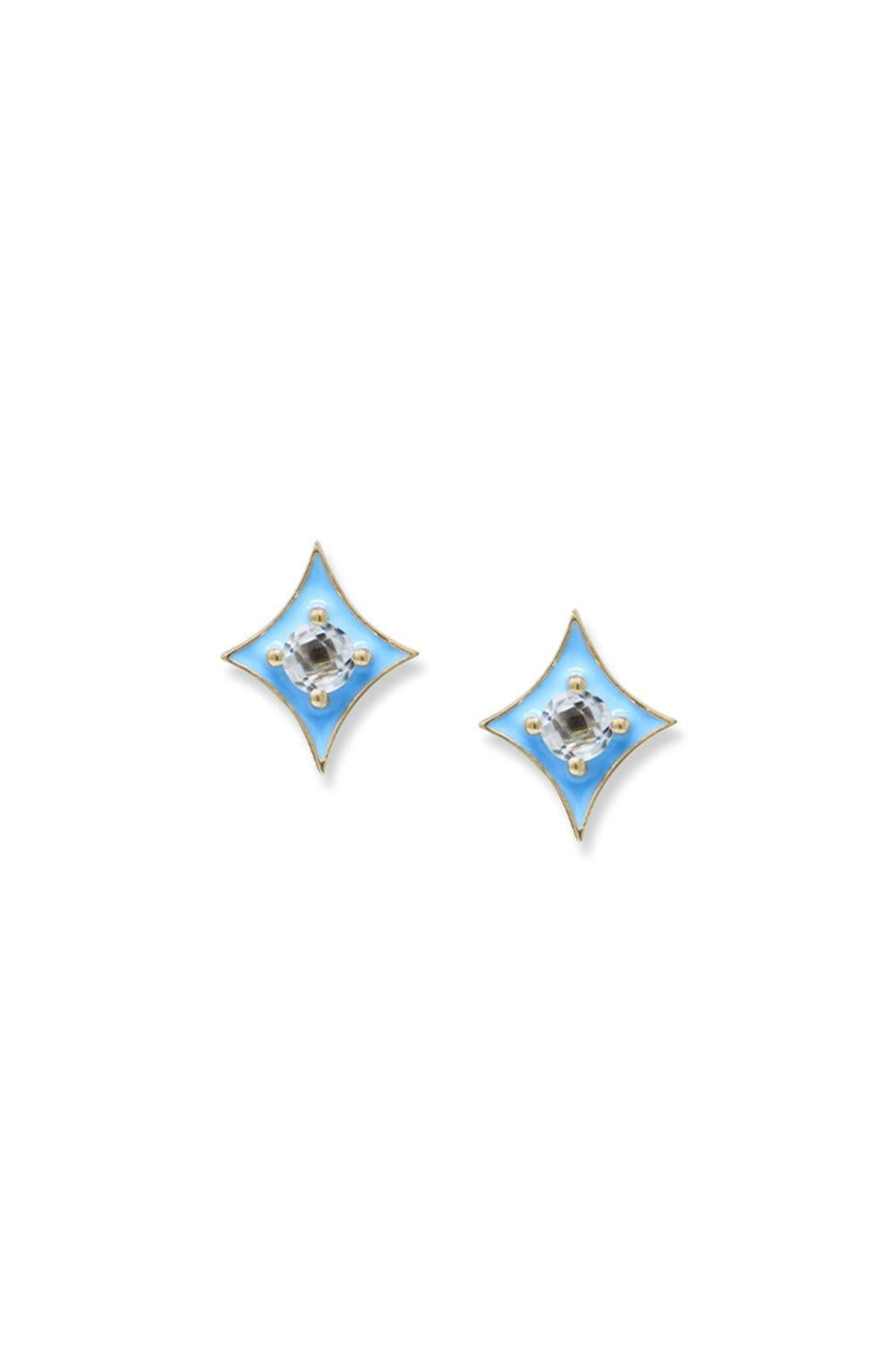 Gothic Topaz Enamel Stud Earrings-YELLOW GOLD-JEWELRYFINE JEWELEARRING-ANZIE