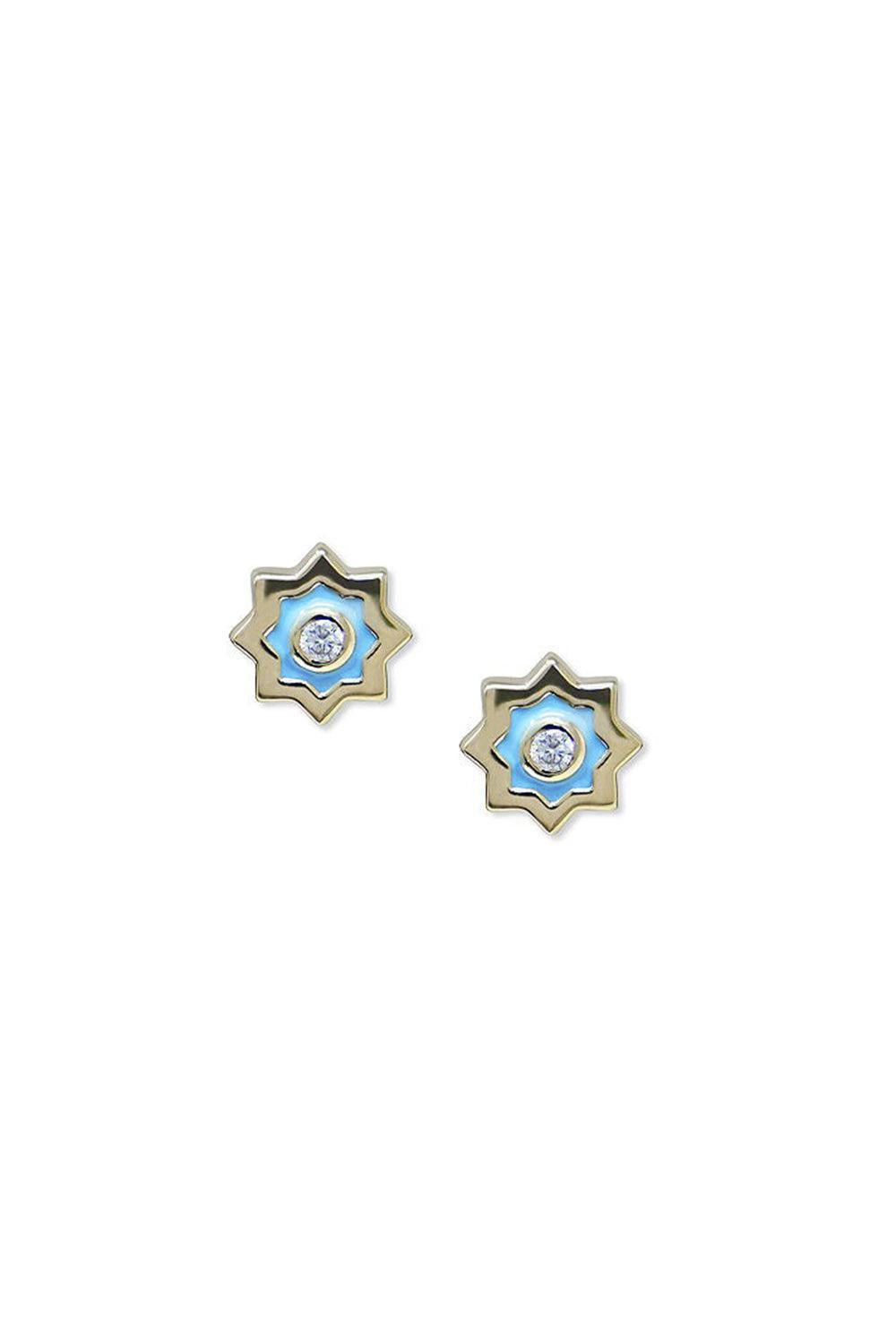Icon Blue Enamel Marrakesh Stud Earrings-YELLOW GOLD-JEWELRYFINE JEWELEARRING-ANZIE