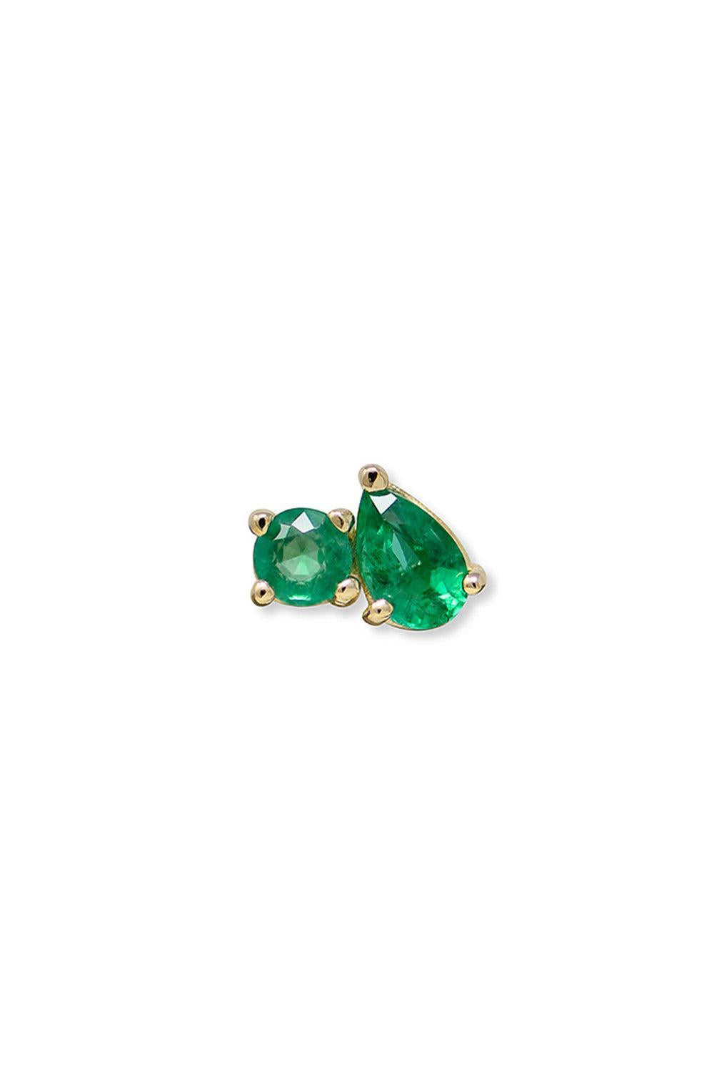Jumelle Emerald Stud Earring-YELLOW GOLD-JEWELRYFINE JEWELEARRING-ANZIE