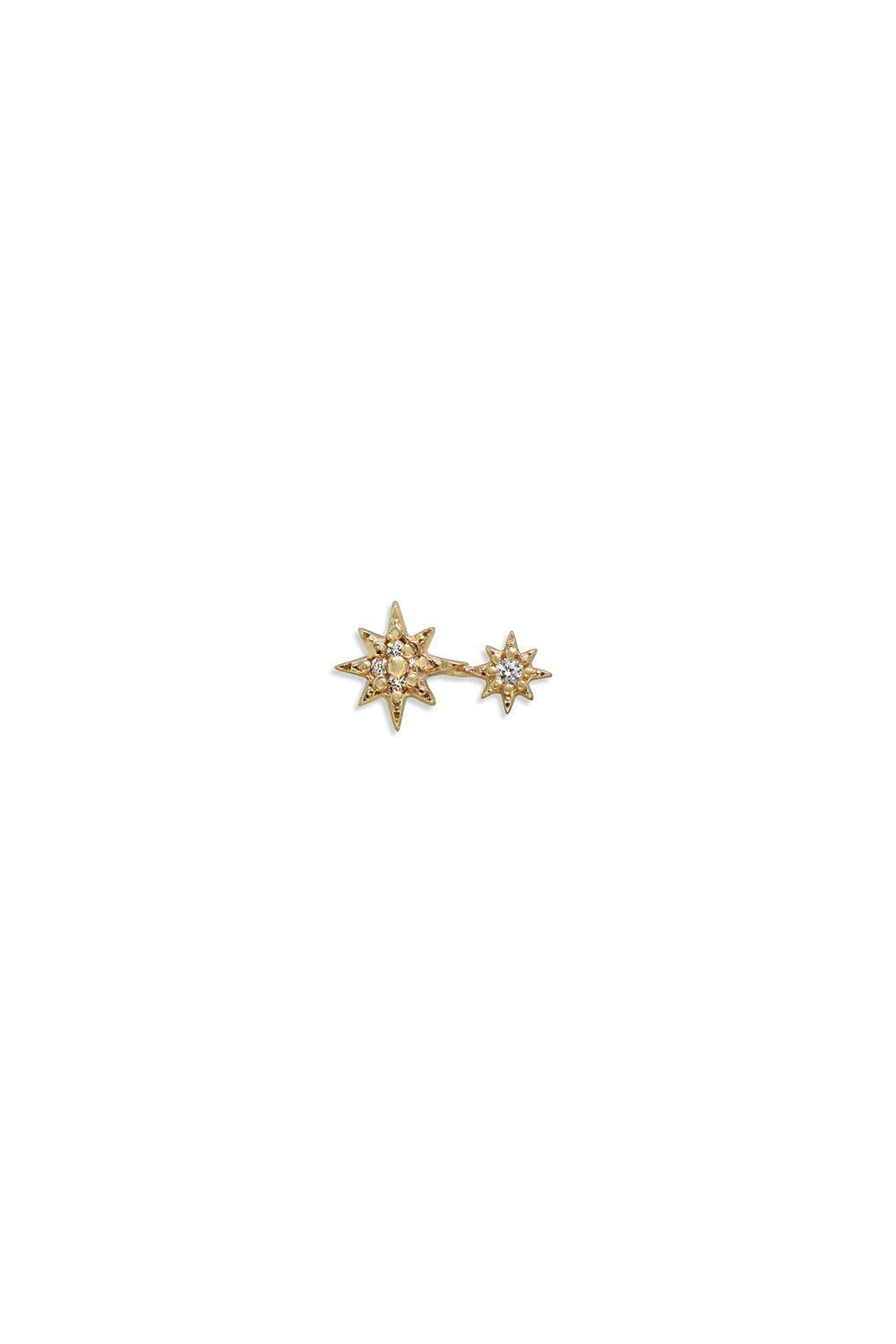 Aztec North Star Double Stud Earring-YELLOW GOLD-JEWELRYFINE JEWELEARRING-ANZIE