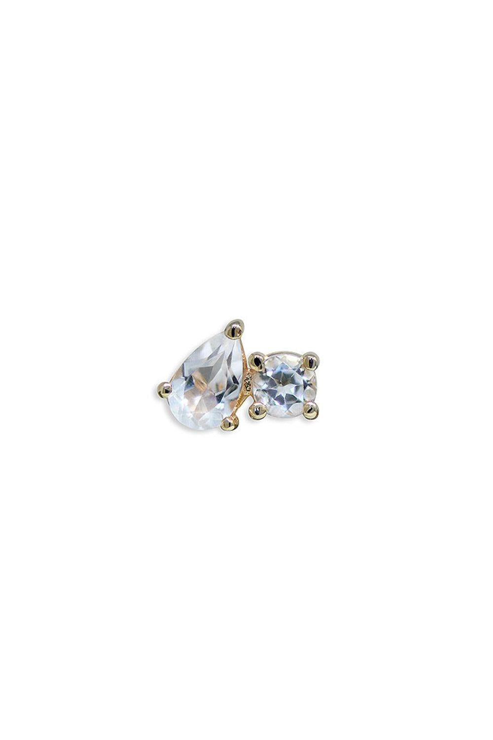 Jumelle Clear Topaz Stud Earring-YELLOW GOLD-LEFT-JEWELRYFINE JEWELEARRING-ANZIE