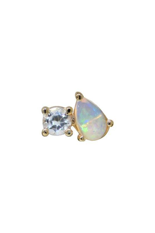 Topaz Opal Jumelle Stud Earring-YELLOW GOLD-LEFT-JEWELRYFINE JEWELEARRING-ANZIE
