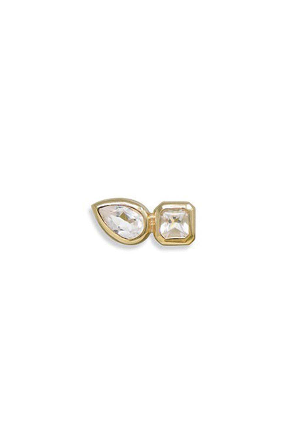 White Topaz Cléo Jaeda Double Pear Stud Earring-YELLOW GOLD-LEFT-JEWELRYFINE JEWELEARRING-ANZIE