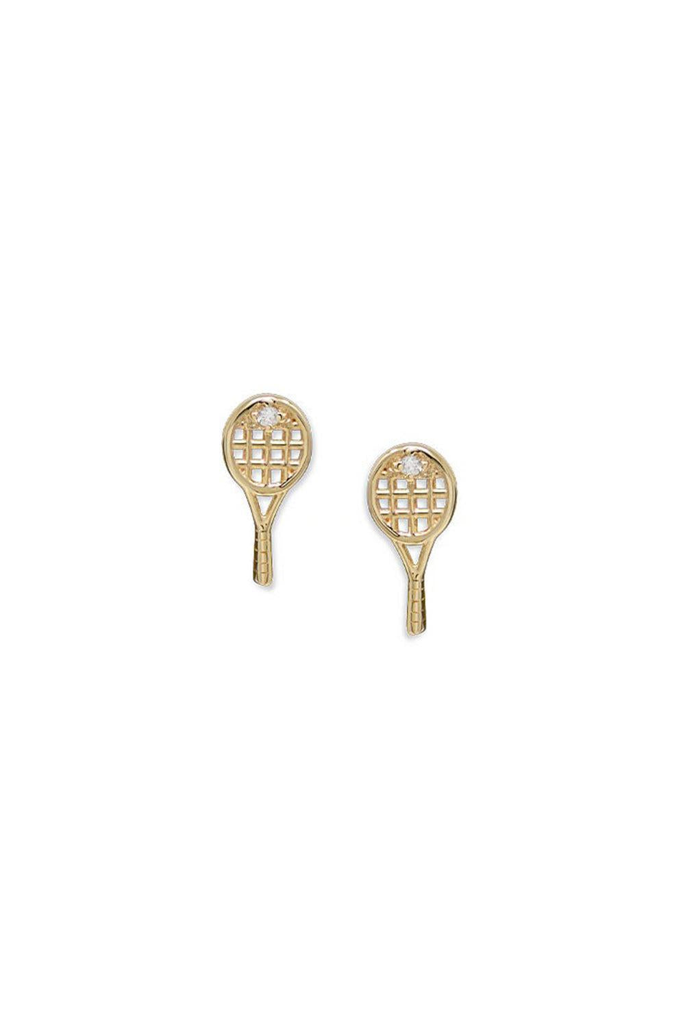 Love Letter Kelly Tennis Racket Stud Earrings-YELLOW GOLD-JEWELRYFINE JEWELEARRING-ANZIE
