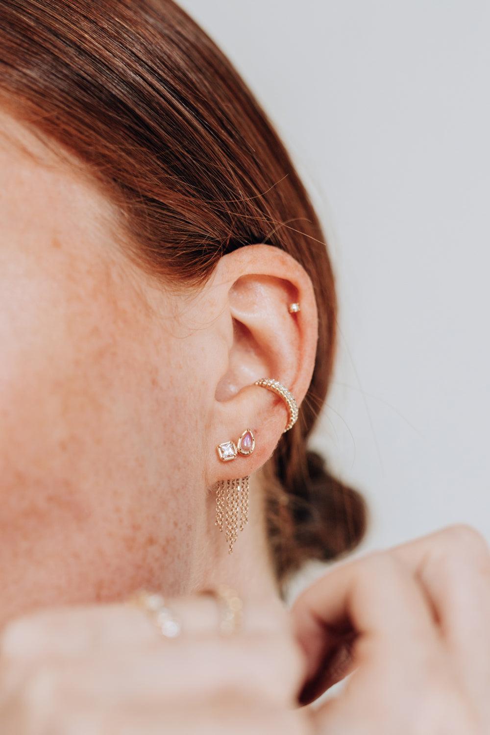 Moonstone Cushion Mélia Toi Et Moi Stud Earrings-YELLOW GOLD-JEWELRYFINE JEWELEARRING-ANZIE
