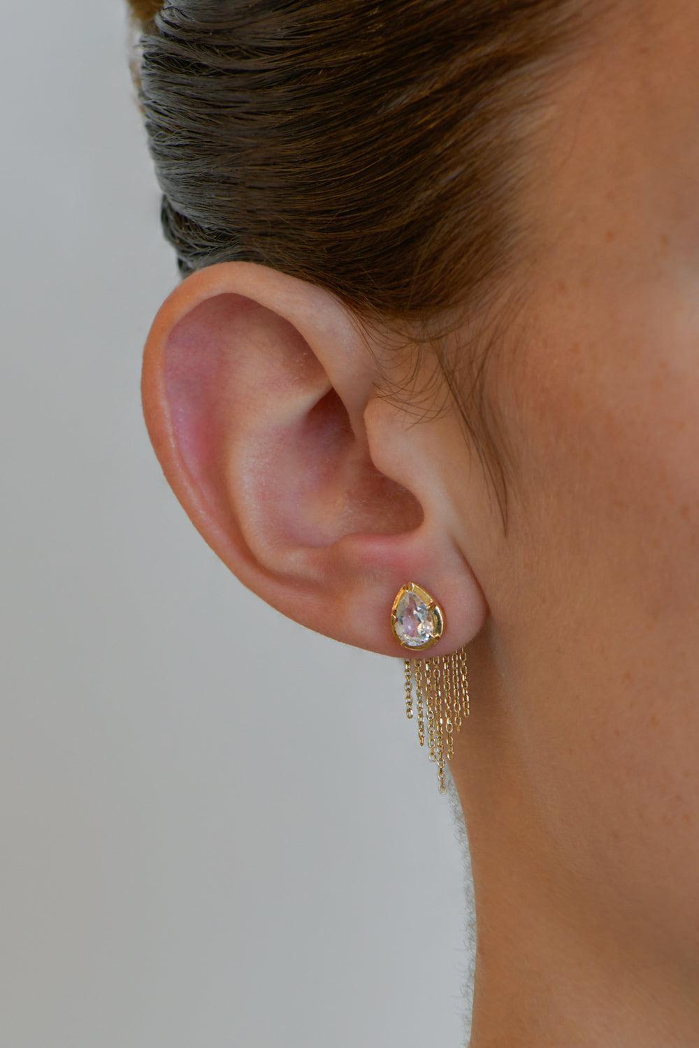 Pear Fringe Mélia Stud Earrings-YELLOW GOLD-JEWELRYFINE JEWELEARRING-ANZIE