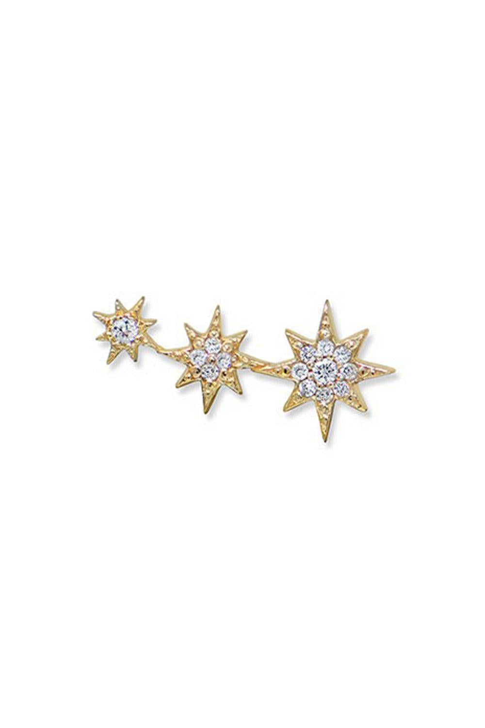 Aztec Michelle North Star Trio Stud Earring-YELLOW GOLD-RIGHT-JEWELRYFINE JEWELEARRING-ANZIE