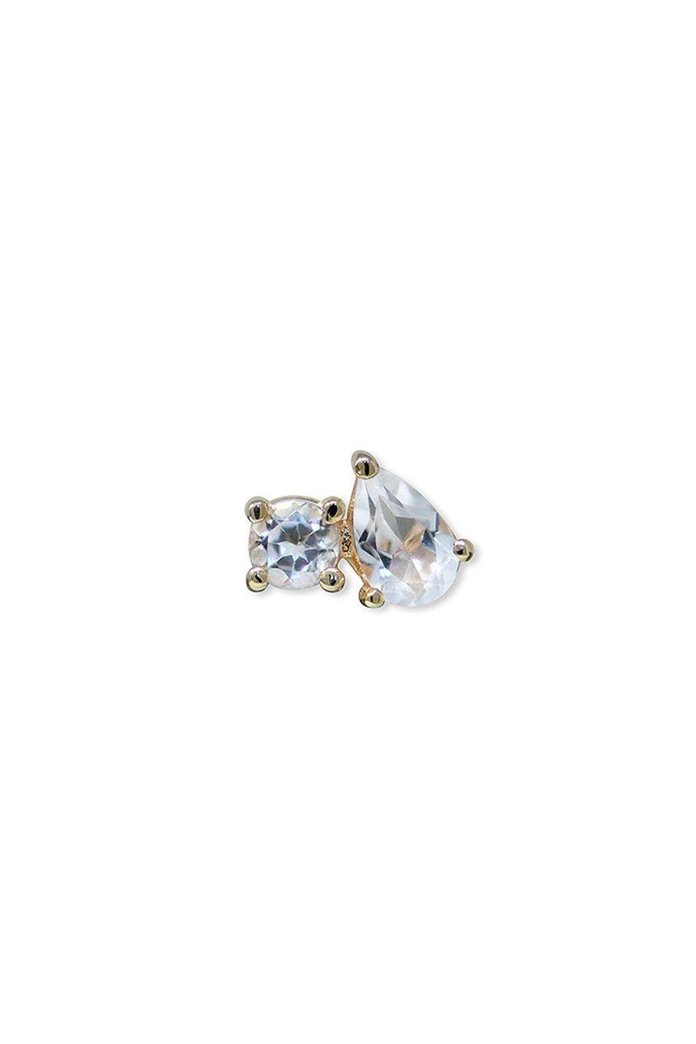 Jumelle Clear Topaz Stud Earring-YELLOW GOLD-RIGHT-JEWELRYFINE JEWELEARRING-ANZIE