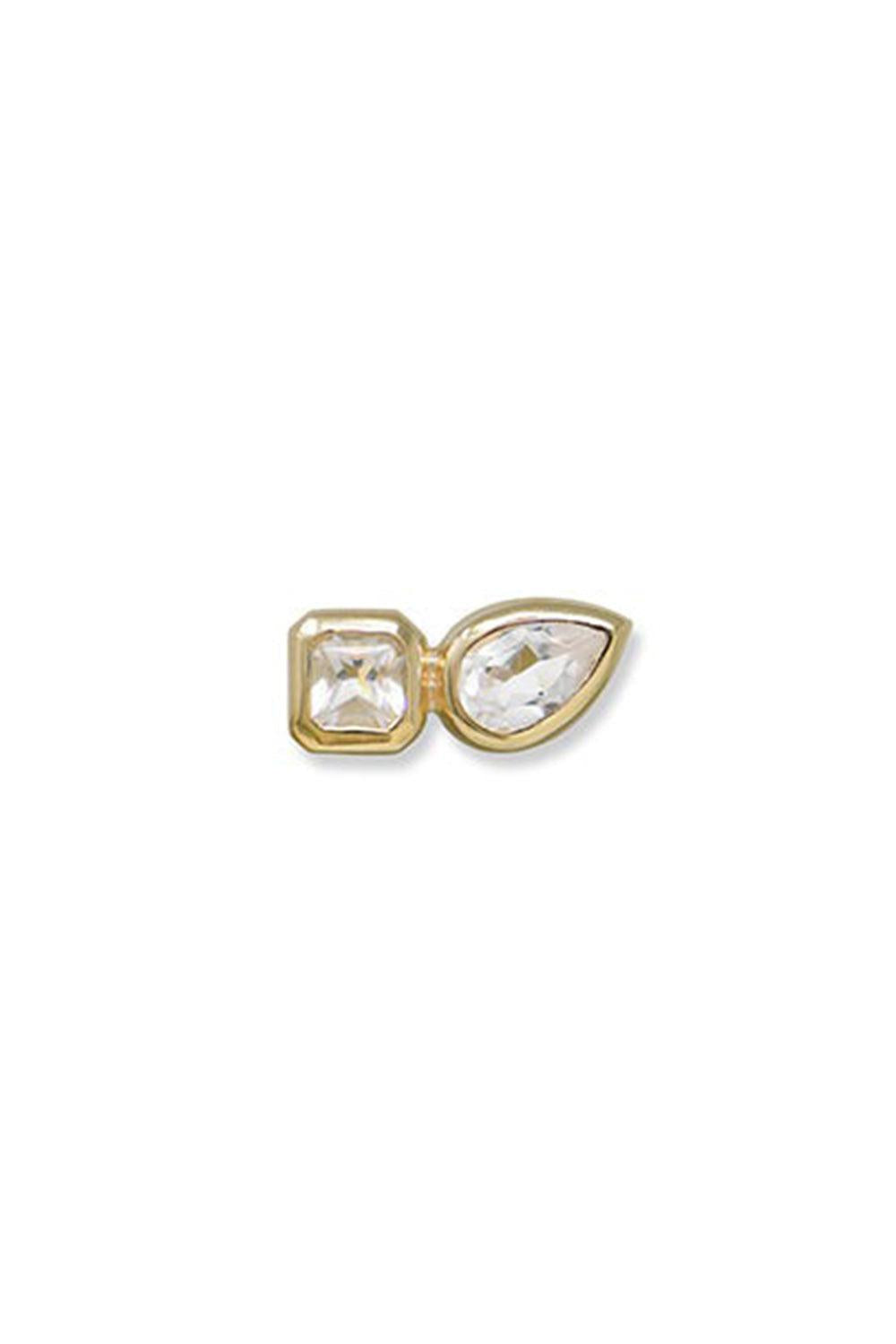 White Topaz Cléo Jaeda Double Pear Stud Earring-YELLOW GOLD-RIGHT-JEWELRYFINE JEWELEARRING-ANZIE