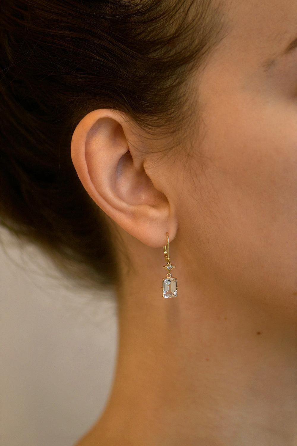 Topaz Rectangle Aurora Drop Earrings-YELLOW GOLD-JEWELRYFINE JEWELEARRING-ANZIE