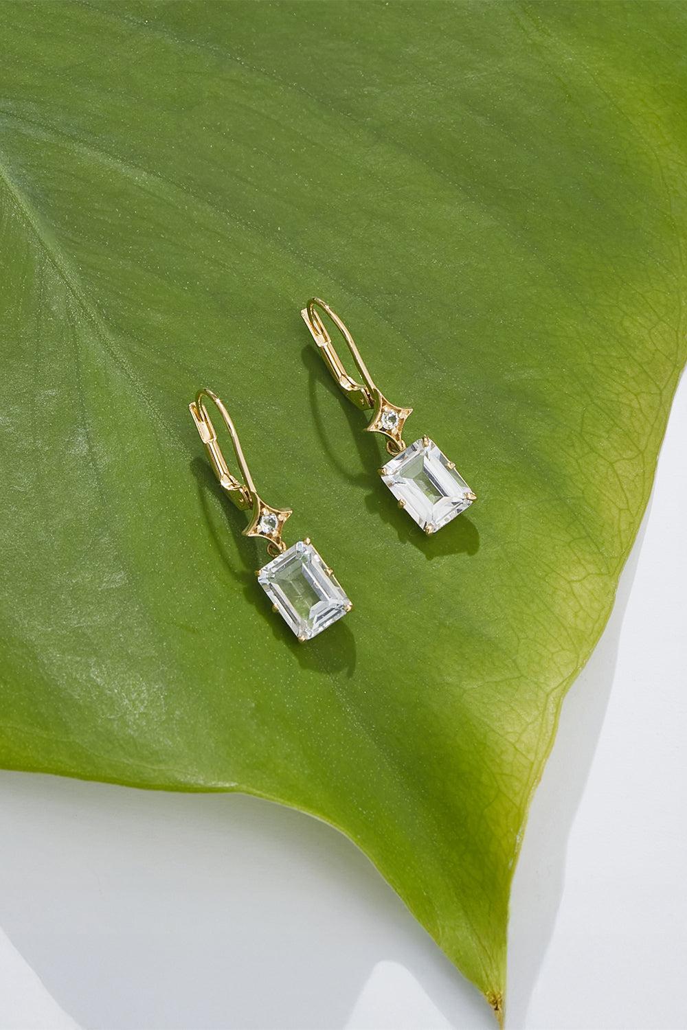 Topaz Rectangle Aurora Drop Earrings-YELLOW GOLD-JEWELRYFINE JEWELEARRING-ANZIE