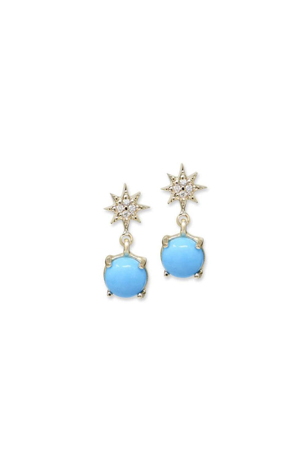 Turquoise Aztec North Star Earrings-YELLOW GOLD-JEWELRYFINE JEWELEARRING-ANZIE