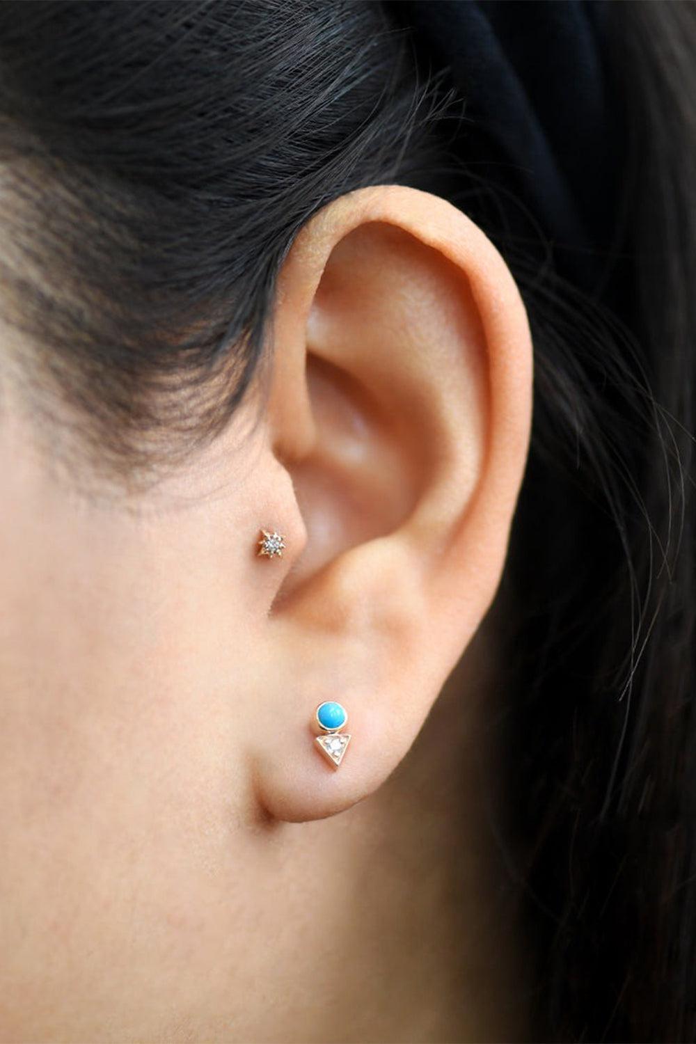 Turquoise Cleo Baguette Stud Earrings-YELLOW GOLD-JEWELRYFINE JEWELEARRING-ANZIE