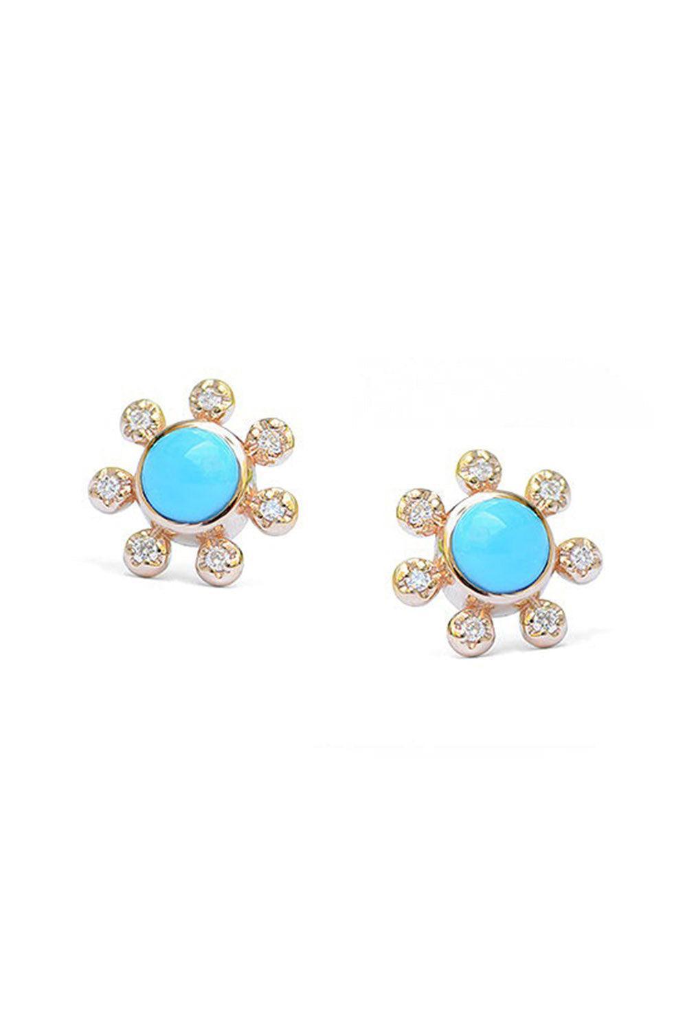Turquoise Dew Drop Étoile Stud Earrings-YELLOW GOLD-JEWELRYFINE JEWELEARRING-ANZIE