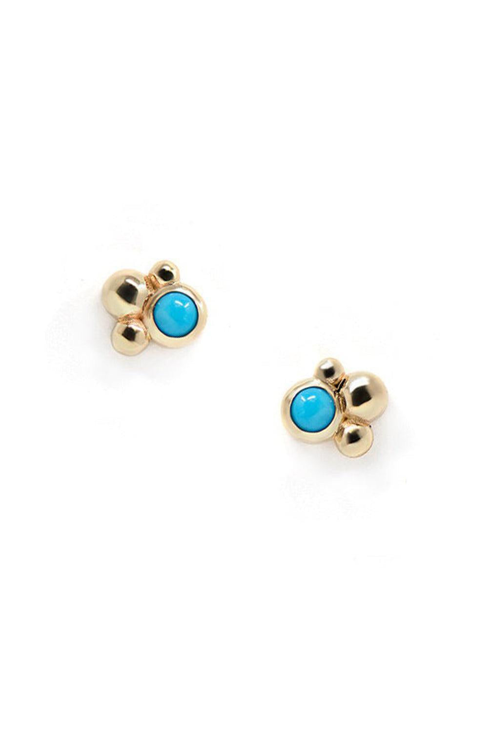 Turquoise Dew Drop Micro Bubbling Brook Stud Earrings-YELLOW GOLD-JEWELRYFINE JEWELEARRING-ANZIE
