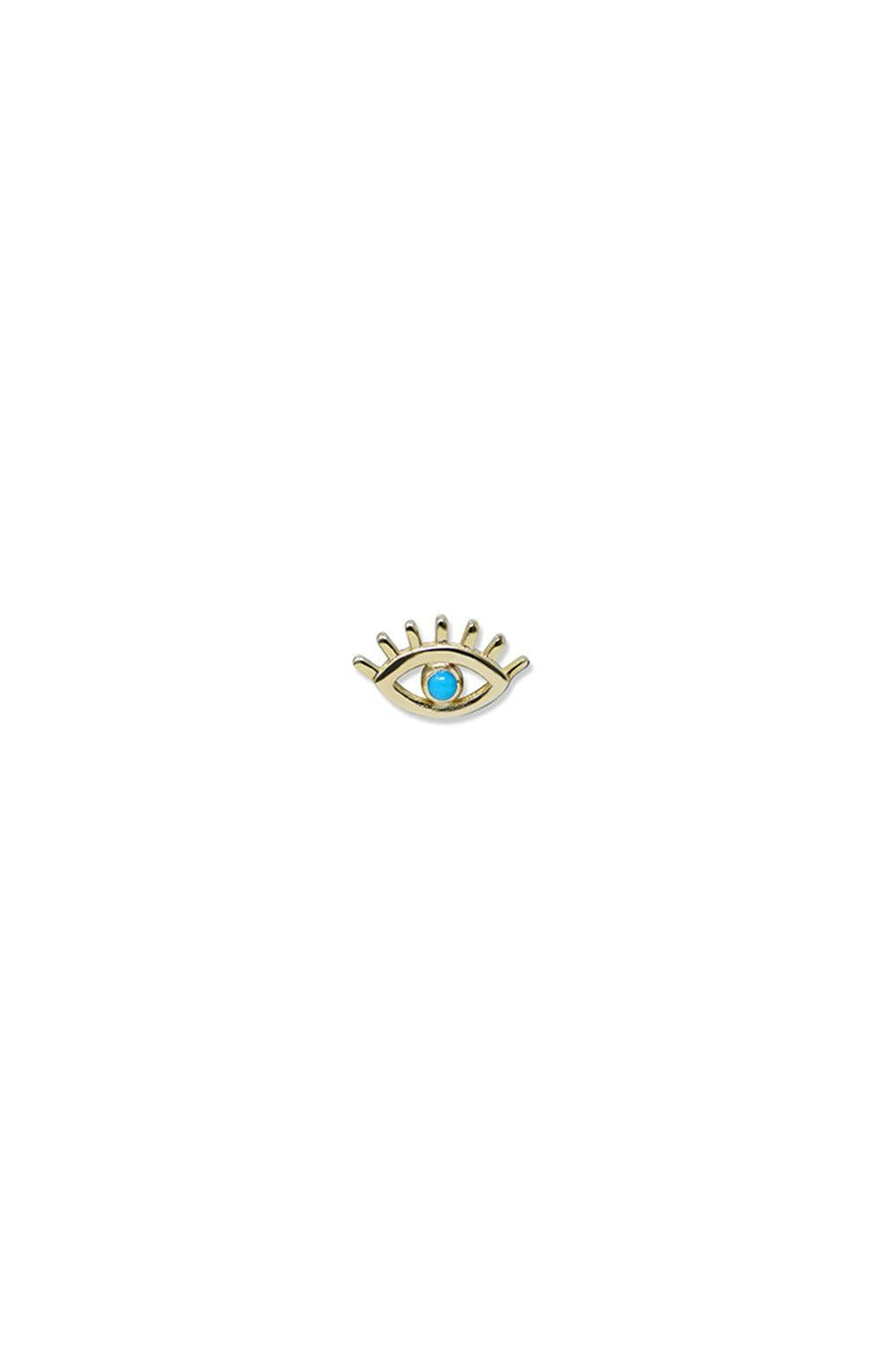 Turquoise Lash Evil Eye Stud Earring-YELLOW GOLD-JEWELRYFINE JEWELEARRING-ANZIE