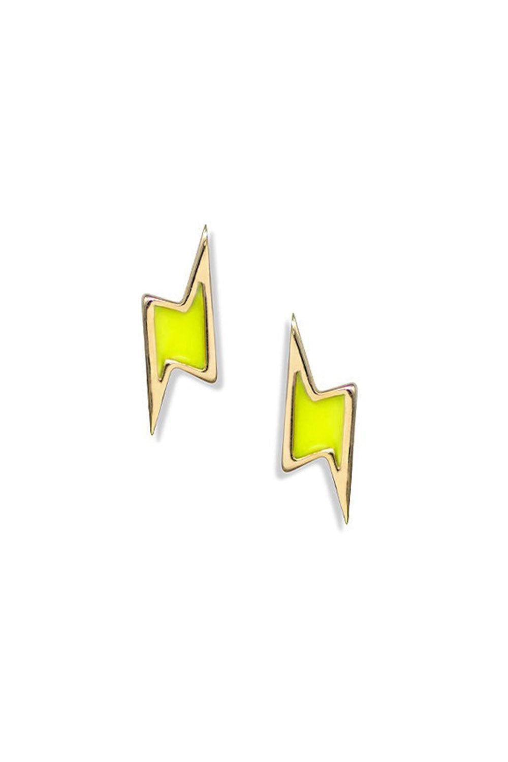 Yellow Enamel Lightening Bolt Stud Earrings-YELLOW GOLD-JEWELRYFINE JEWELEARRING-ANZIE