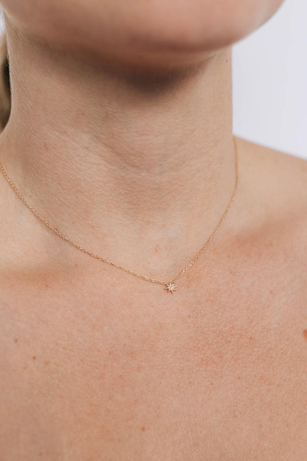 Micro Aztec North Star Necklace-YELLOW GOLD-15-JEWELRYFINE JEWELNECKLACE O-ANZIE