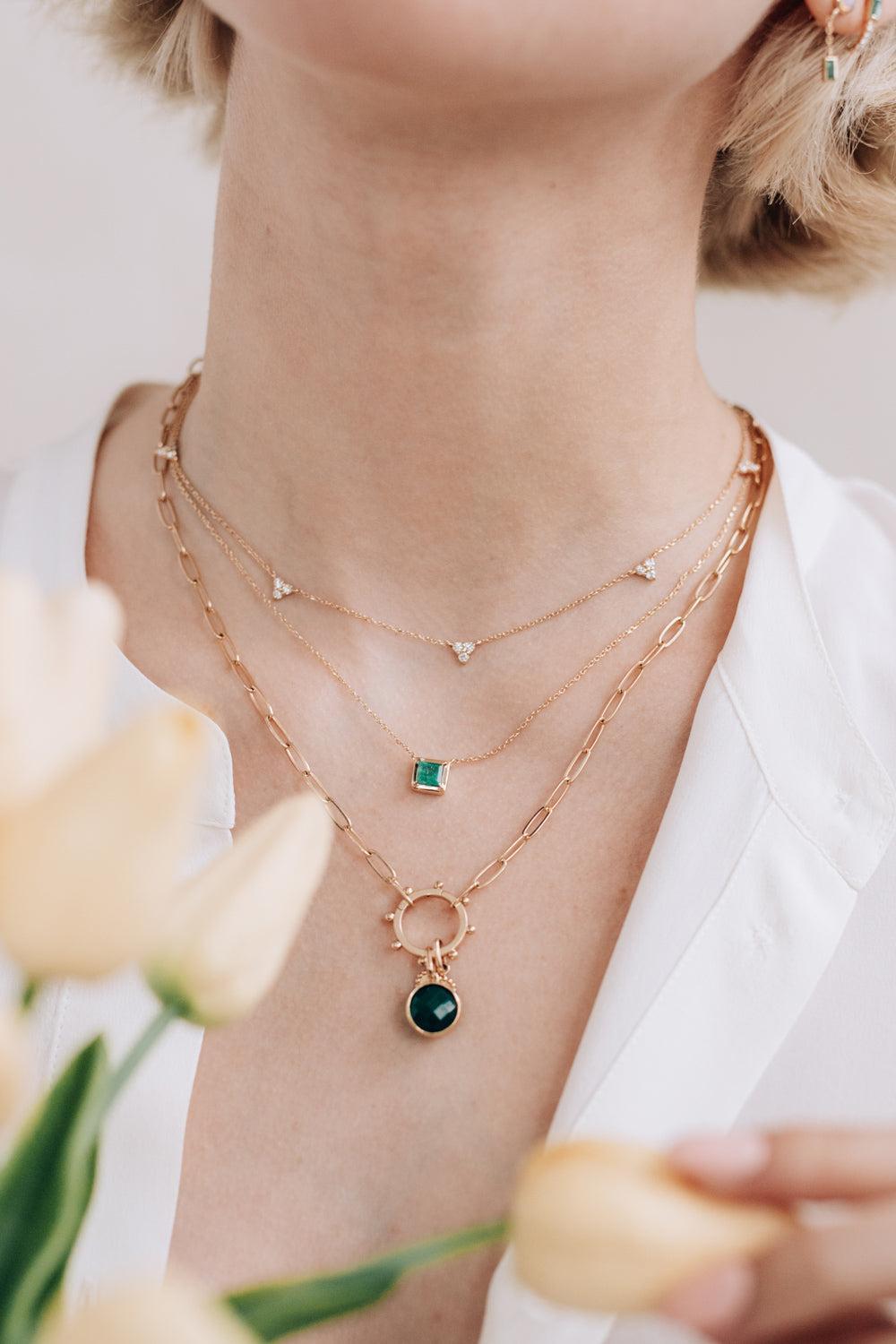 Diamond Cléo Station Necklace-YELLOW GOLD-16-JEWELRYFINE JEWELNECKLACE O-ANZIE
