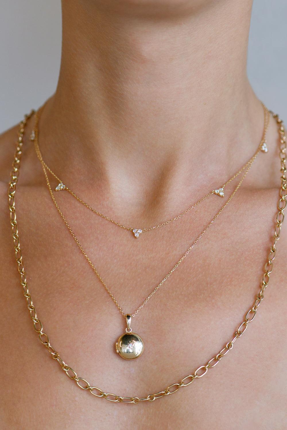 Diamond Cléo Station Necklace-YELLOW GOLD-16-JEWELRYFINE JEWELNECKLACE O-ANZIE