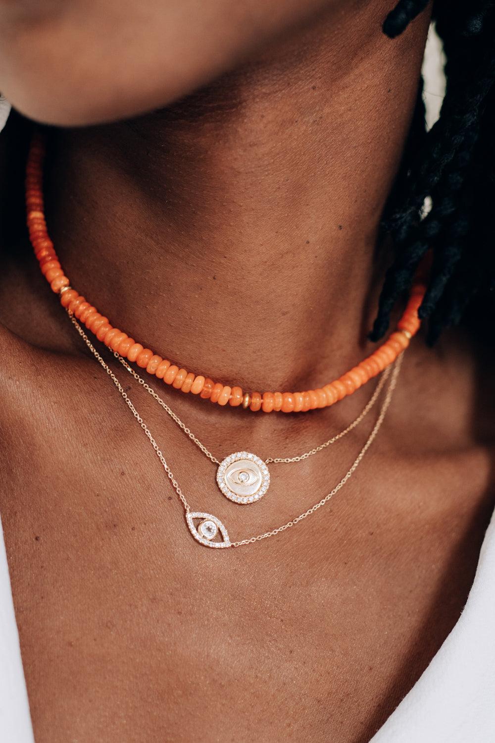 Classique Evil Eye Necklace-YELLOW GOLD-17-JEWELRYFINE JEWELNECKLACE O-ANZIE