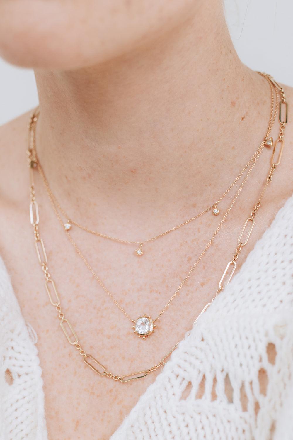 Cléo Erika Floating Geometric Crew Necklace-YELLOW GOLD-17-JEWELRYFINE JEWELNECKLACE O-ANZIE