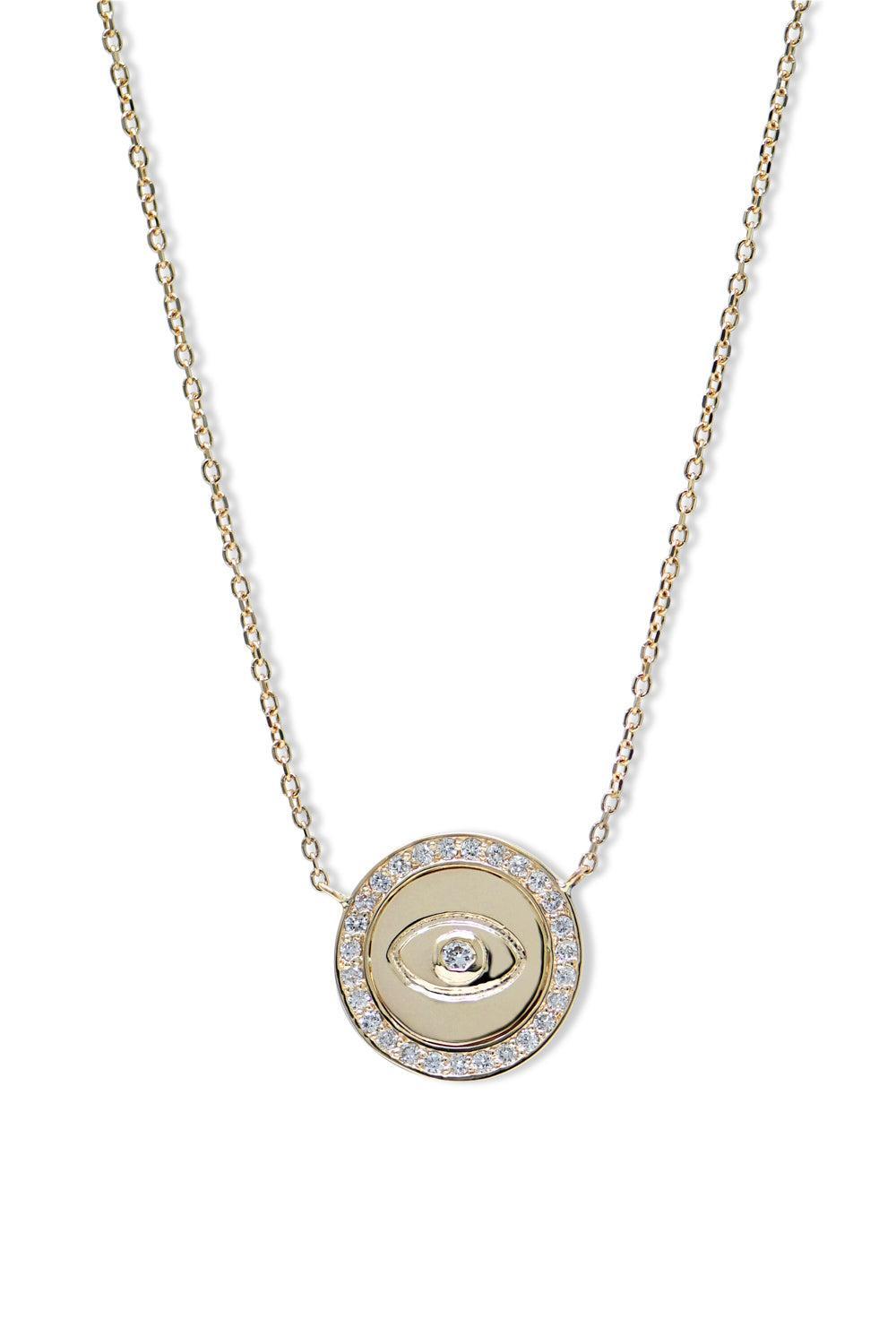 Mini Royale Evil Eye Necklace-YELLOW GOLD-18-JEWELRYFINE JEWELNECKLACE O-ANZIE
