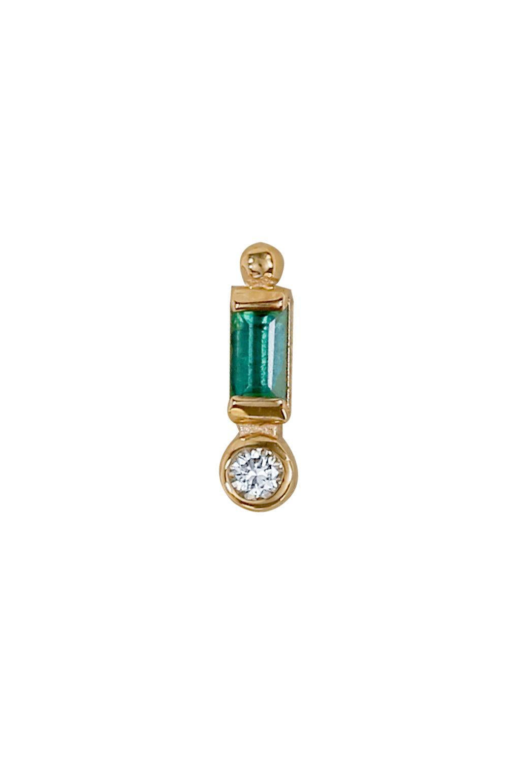 Emerald Diamond Ear End-YELLOW GOLD-JEWELRYFINE JEWELPIERCING-ANZIE