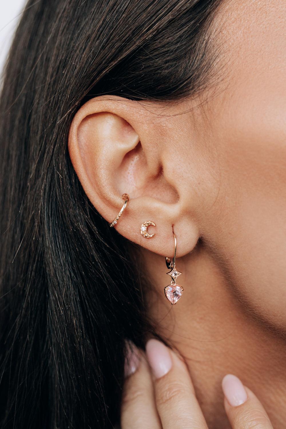 Petite Crescent Stud Earring-YELLOW GOLD-JEWELRYFINE JEWELPIERCING-ANZIE