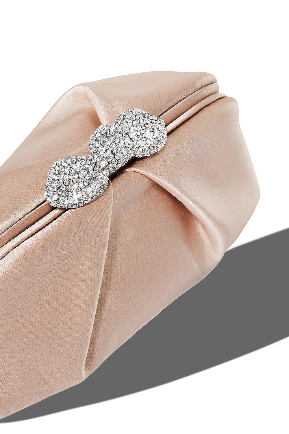 AQUAZZURA-Very Bow Tie Crystal Clutch-BLACK/CRYSTAL/PALLADIUM