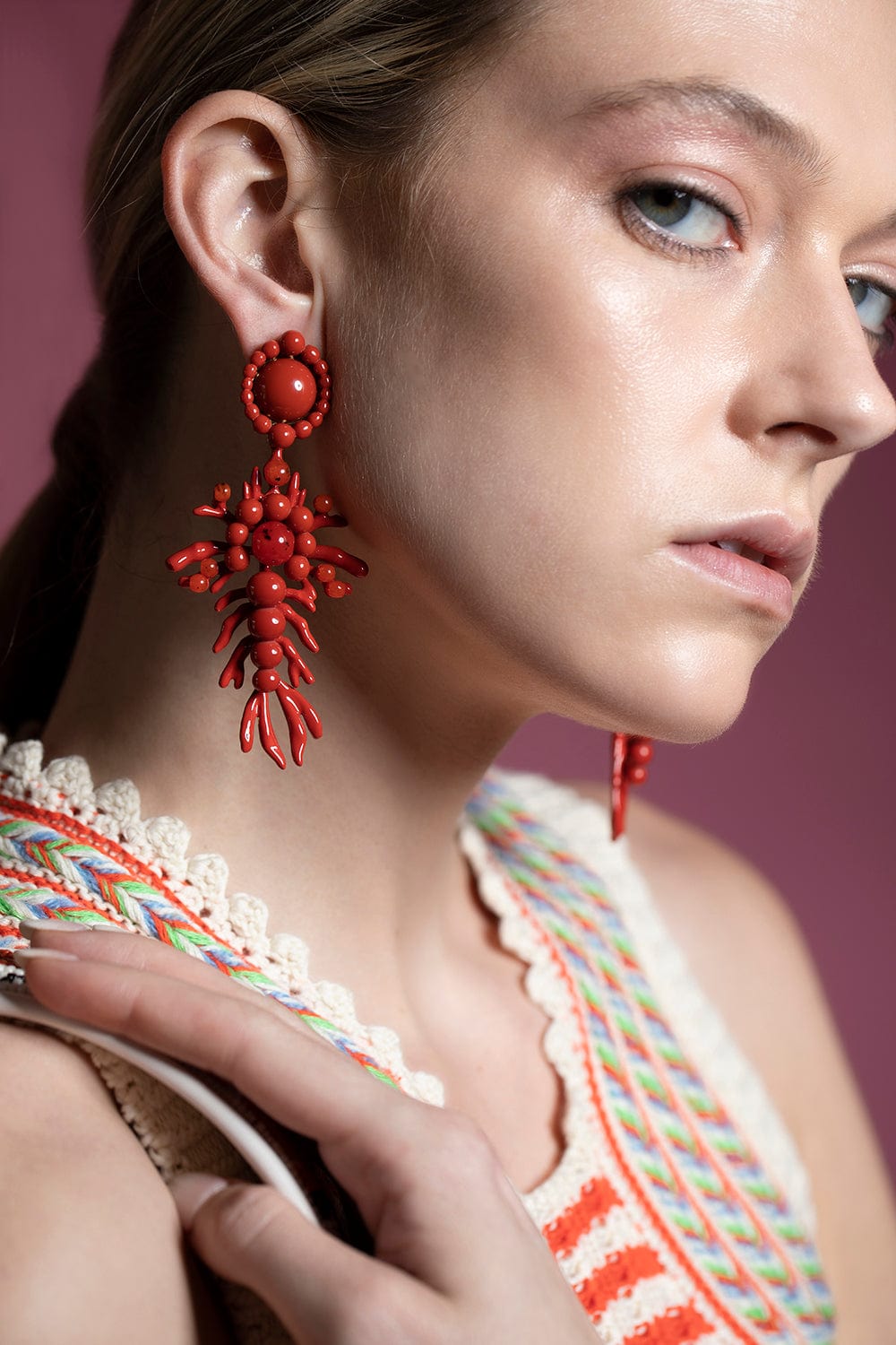 AQUAZZURA-Panarea Earrings - Coral-CORAL GOLD