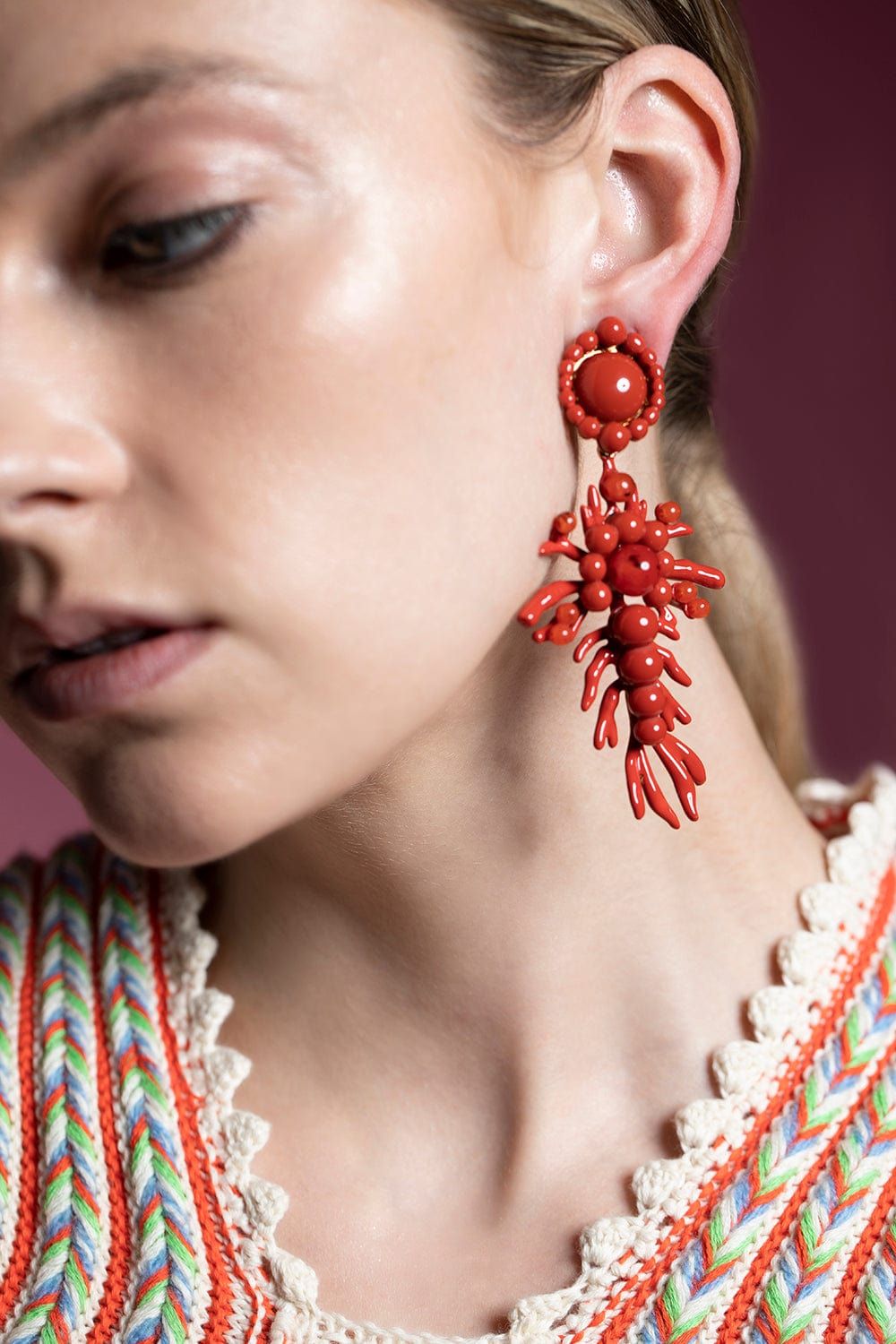 AQUAZZURA-Panarea Earrings - Coral-CORAL GOLD