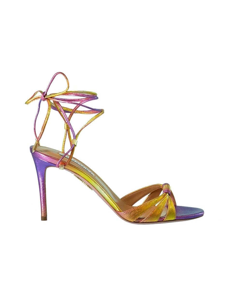 AQUAZZURA-Ankle Tie Multi-Color Metallic Sandal-