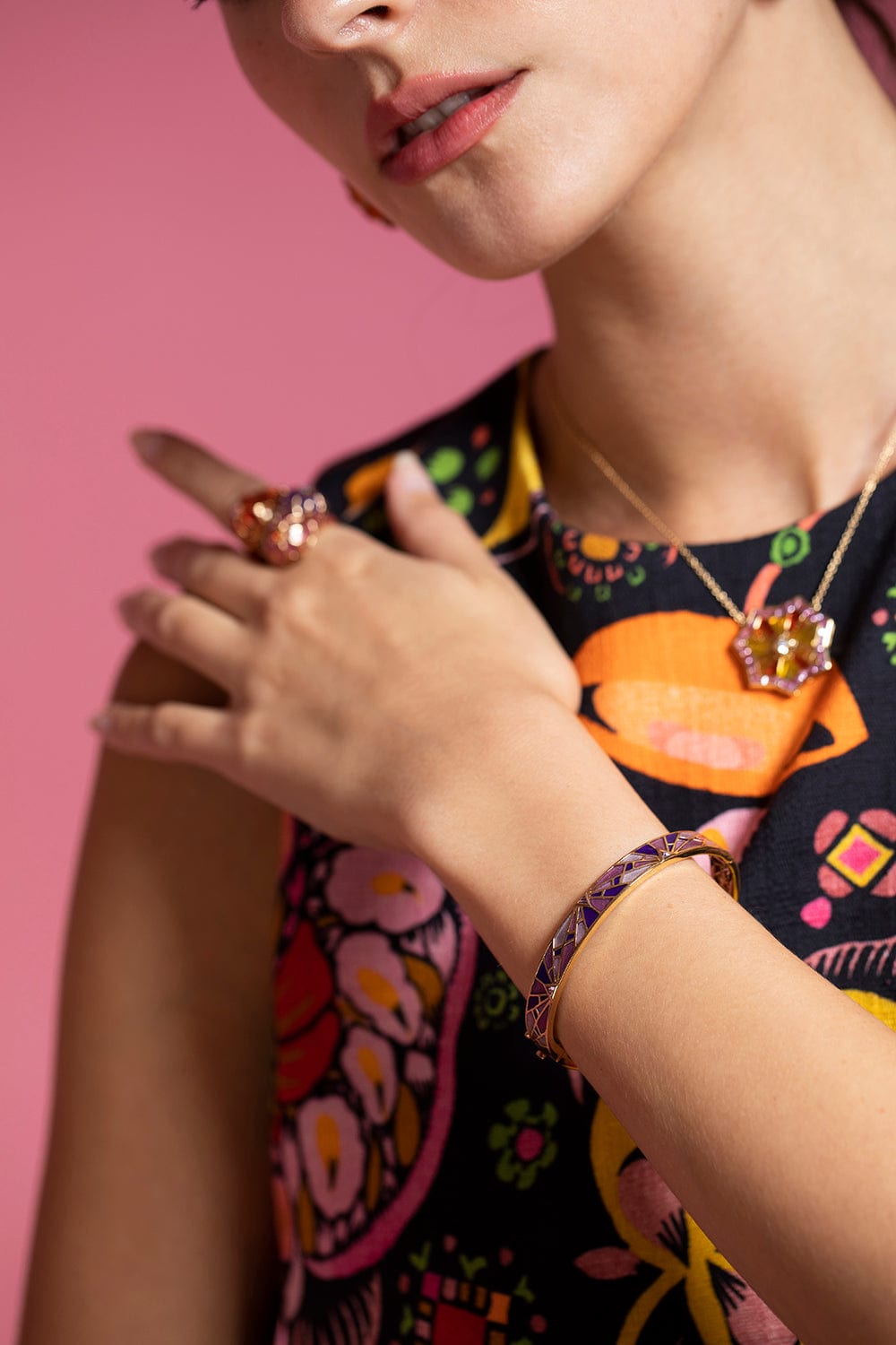 ARK-Violet Tiger Lily Bangle-YELLOW GOLD