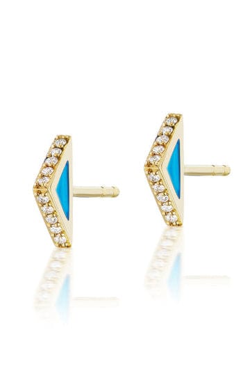 ARK-Blue Plique Diamond Spark Studs-YELLOW GOLD